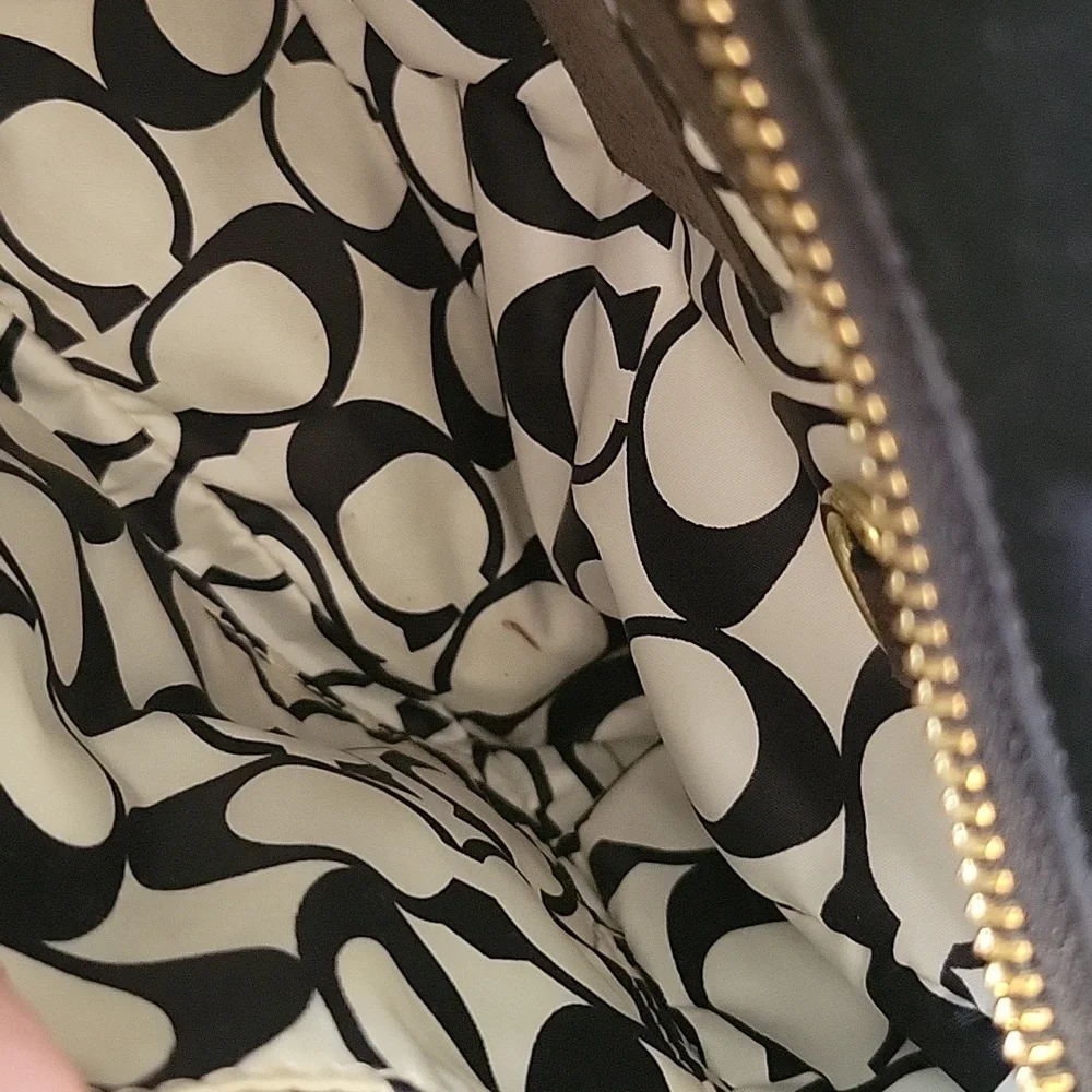 Coach Hampton Mini Nylon Shopper Tote Leather Dark Brown Leather Trim - Picture 13 of 16